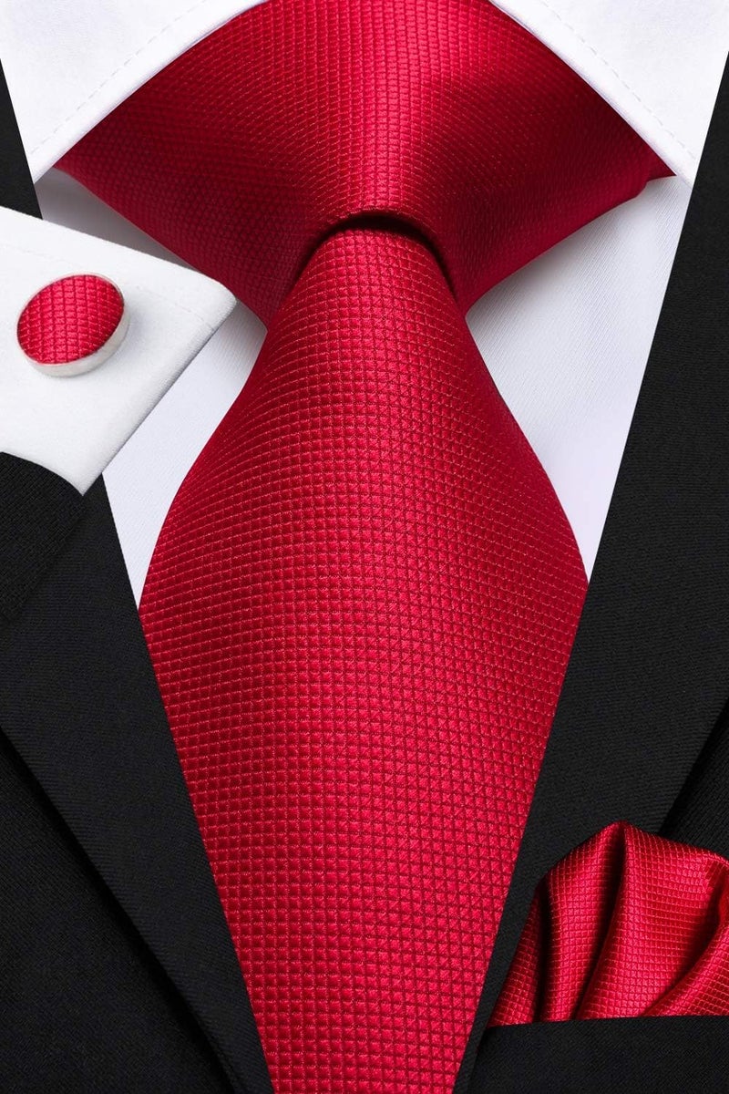 Dubulle Mens Tie Set Solid Paisley Silk Striped Necktie for Men with Cufflinks Tie and Pocket Square - Image 3